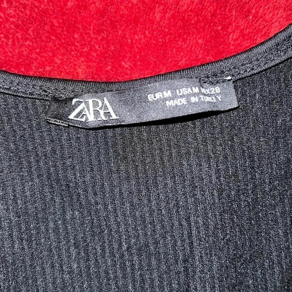Zara Racer black Ribbed deep V-neck crop tank top Sz M - Picture 8 of 9